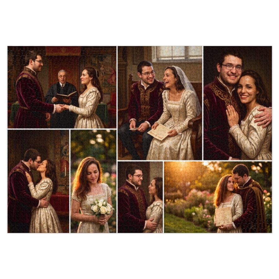 A 2000-piece puzzle: All the moments from our wedding day, together in one painting